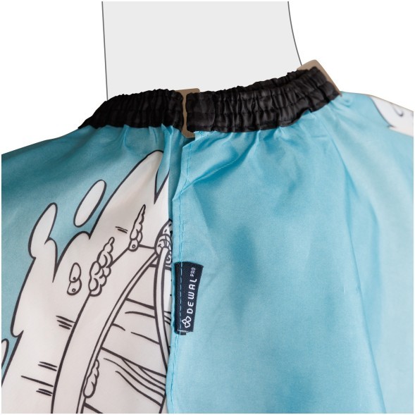 AA11azure Пеньюар для стрижки DEWAL &quot;Собачки&quot; детский, полиэстер, синий 95х120см, на крючках