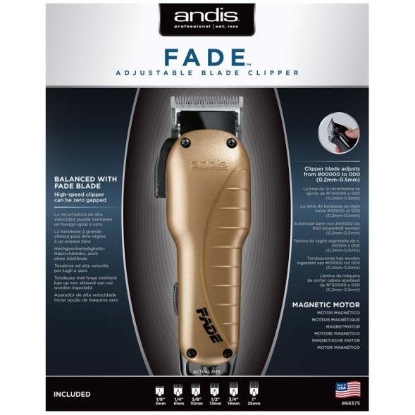 66375 US-1 Машинка для стрижки волос Andis Fade, 0,2-0.5 мм, сетевая, 8W,6 нас.