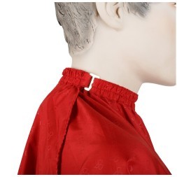 AA01Red Пеньюар для стрижки DEWAL "Логотип", полиэстер, красный 128х146 см. на крючках