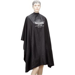AA02BS Пеньюар для стрижки DEWAL &quot;BARBER STYLE&quot; , полиэстер, полоска  140х158 см, на крючках