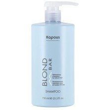 Освежающий шампунь для волос оттенков блонд серии “Blond Bar” Kapous, 750 мл