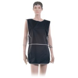 BN90015 Фартук мастера DEWAL для стрижки и окрашивания, нейлон,черный, со спинкой короткий 45х82см