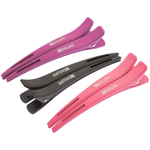 CL2602 Зажим для волос DEWAL карбоновый цветной, 12см 6 шт/уп