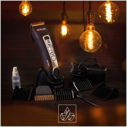 03-071 Машинка для стрижки DEWAL ULTRA, 1-1,9 мм, аккум/сетев,ЖК экран, 2 ножа (титан/керам),4 нас.