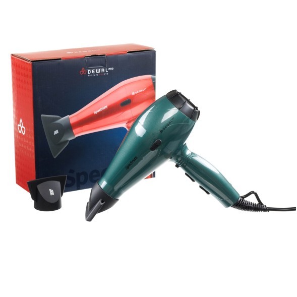 Фен DEWAL SPECTRUM, изумрудный, вес 600гр, 2200Вт, ионизация, 2 нас, провод 3м