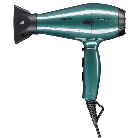 Фен DEWAL SPECTRUM, изумрудный, вес 600гр, 2200Вт, ионизация, 2 нас, провод 3м