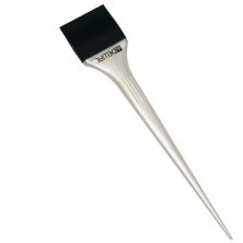 JPP147 Кисть-лопатка DEWAL для окрашивания корней, силиконовая, черная с белой ручкой, узкая 44мм