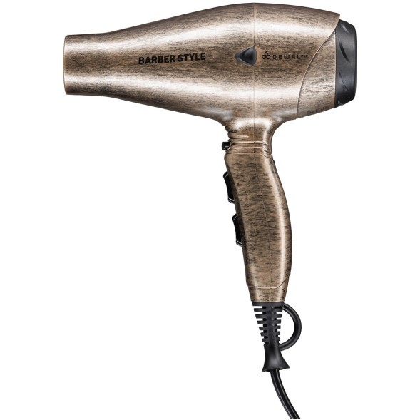 Фен DEWAL PRO BARBER STYLE, бронзовый, вес 570гр, 2200Вт, ионизация, 2 насадки, провод 3м