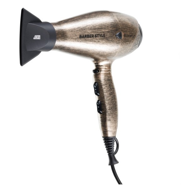 Фен DEWAL PRO BARBER STYLE, бронзовый, вес 570гр, 2200Вт, ионизация, 2 насадки, провод 3м