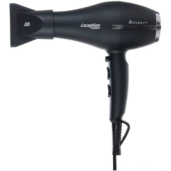 Фен DEWAL EXCEPTION Compact 2200 черный, компактный 2200 Вт, ионизация, 2 насадки, провод 3м