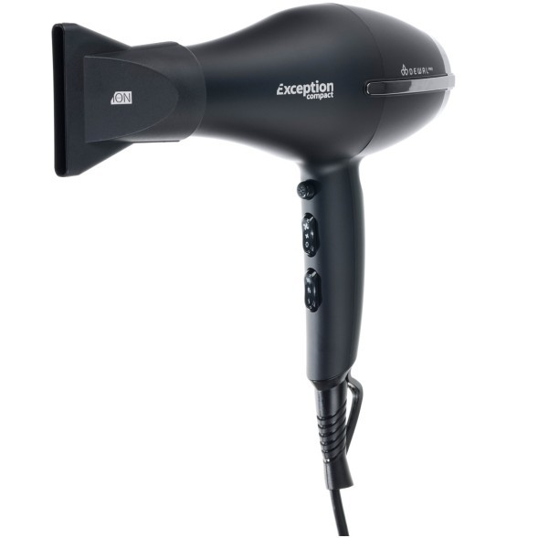 Фен DEWAL EXCEPTION Compact 2200 черный, компактный 2200 Вт, ионизация, 2 насадки, провод 3м