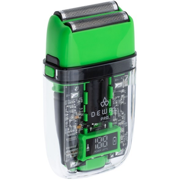 Green Шейвер для проработки контуров/бороды DEWAL PRO BARBER STYLE NEON GREEN ,аккум, 7000об\мин, 2 бр.гол  03-082 Green