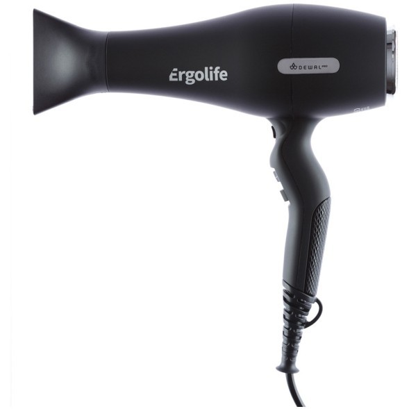 Фен DEWAL ErgoLife черный софт тач,  2200 Вт, ионизация, 2 насадки 03-001 Black