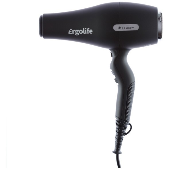 Фен DEWAL ErgoLife черный софт тач,  2200 Вт, ионизация, 2 насадки 03-001 Black