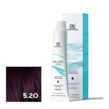 Крем-краска для волос TNL Million Gloss оттенок 5.20 Светлый коричневый фиолетовый 100 мл