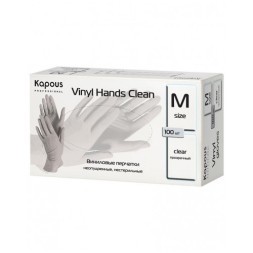 Виниловые перчатки неопудренные, нестерильные «Vinyl Hands Clean» Kapous, прозрачные, 100 шт., M