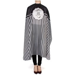 Пеньюар парикмахера TNL "Barber style", черный в полоску (J-49)