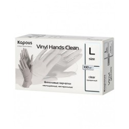 Виниловые перчатки неопудренные, нестерильные «Vinyl Hands Clean» Kapous, прозрачные, 100 шт., L