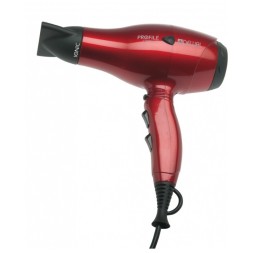 Фен DEWAL PROFILE COMPACT, красный, вес 600гр, размер 19 см, 2000Вт, ионизация, 2 насадки, пров. 3м
