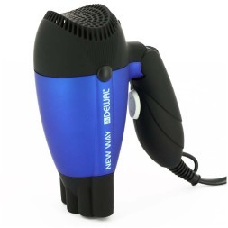 Фен дорожный складной DEWAL PRO NEW WAY, синий, вес 270гр, размер 13.5см, 1000Вт, провод 1,6м+дор.косм