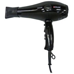 Фен DEWAL FORSAGE, черный, вес 600гр, 2200Вт, ионизация, 2 нас, провод 3м