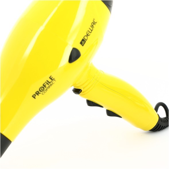 Фен DEWAL Profile Compact  желтый, 2000 Вт, ионизация, 2 насадки