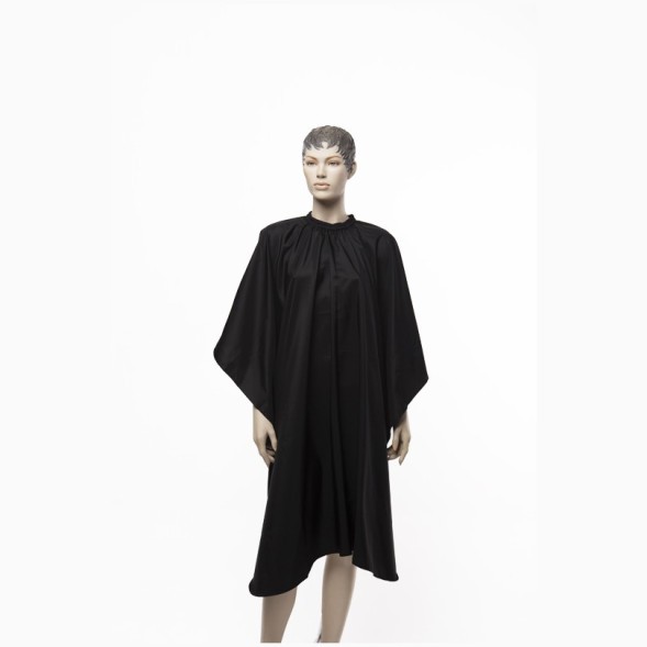AA09Black Пеньюар для стрижки DEWAL&quot;Матовый&quot;, полиэстер, черный  128х148 см,на крючках