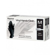 Виниловые перчатки неопудренные, нестерильные «Vinyl Hands Clean» Kapous, черные, 100 шт., М