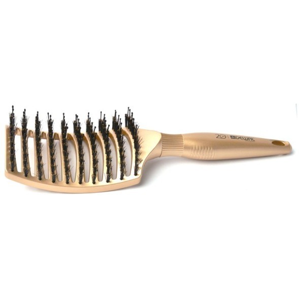 BRA102Gold Щетка туннельная DEWAL ANNIVERSARY, золотистая, нейлоновый  штифт+ нат. щетина 11 ряд.