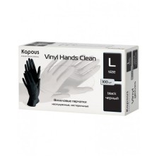 Виниловые перчатки неопудренные, нестерильные «Vinyl Hands Clean» Kapous, черные, 100 шт., L