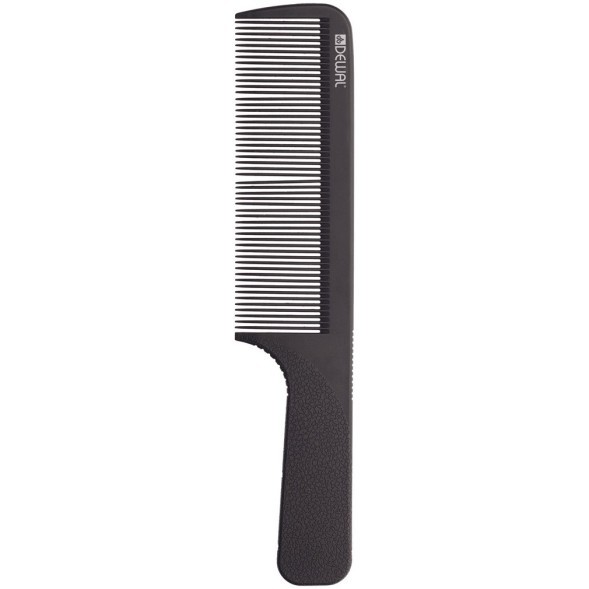 CF013 Расческа рабочая DEWAL серия SUPER thin с ручкой, широкая, черная 20,5см