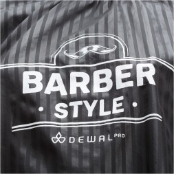AA02BS GREEN Пеньюар для стрижки DEWAL "BARBER STYLE "NEON , полиэстер, полоска  140х158 см, на крючках