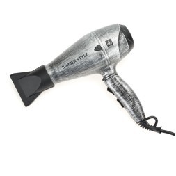 Фен DEWAL PRO BARBER STYLE, серебристый, вес 570гр, 2200Вт, ионизация, 2 насадки, провод 3м