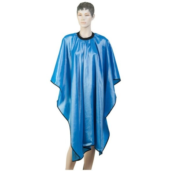 AA04Light Blue Пеньюар для стрижки DEWAL &quot;Глянец&quot;, полиэстер, голубой 128х146 см, на крючках