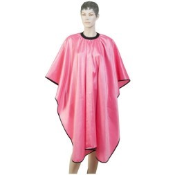 AA04Pink Пеньюар для стрижки DEWAL «Глянец», полиэстер, розовый 128x146 см, на крючках