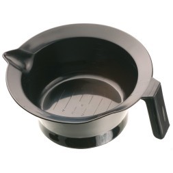 Чаша для краски DEWAL, черная,с ручкой и носиком, с резинкой на дне 260 мл