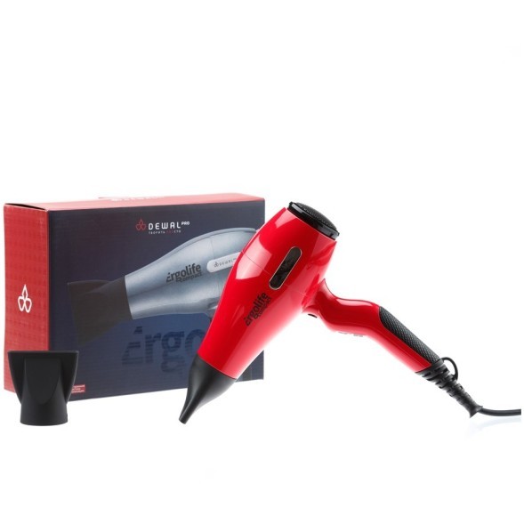 03-002 Red Фен DEWAL ErgoLife Compact красный,  2000 Вт, ионизация, 2 насадки