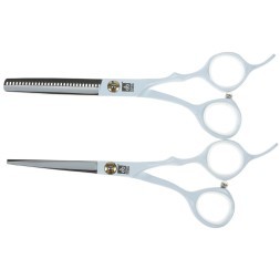 Набор DEWAL из двух парикмахерских ножниц 5,5" белого цвета в чехле