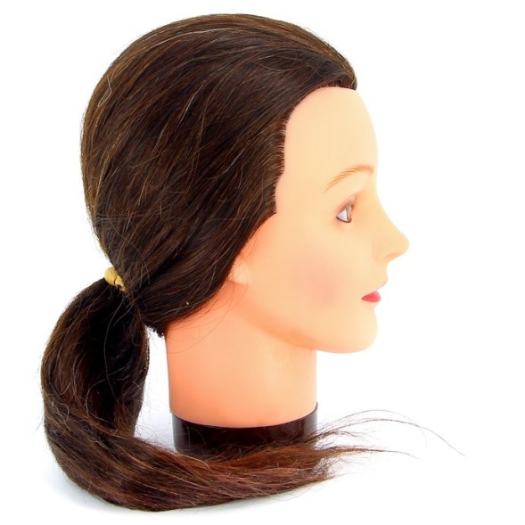 M-4151L-6 Голова учебная DEWAL&quot;шатенка&quot;, натурал.волосы 45-50 см