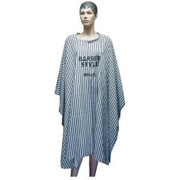 AA01BS Пеньюар для стрижки DEWAL &quot;BARBER STYLE&quot; , полиэстер, полоска 146х150 см, на крючках