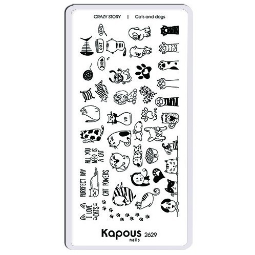 Cats and dogs, пластина для стемпинга «Crazy story» Kapous