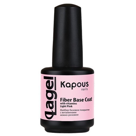 Файбер базовое покрытие с витаминами нежно-розовое «Fiber Base Coat with vitamins Light Pink» &quot;LAGEL&quot;, 15 мл
